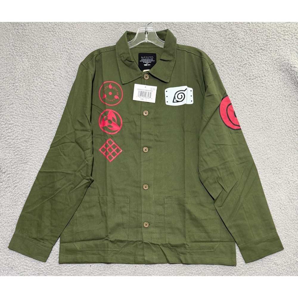 NEW BioWorld Naruto Shippuden Kakashi Hatake Olive Chore Jacket Mens Large